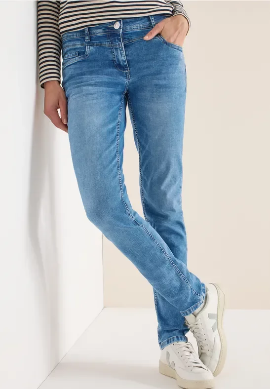 Cecil Damen Straight Leg Jeans in Blau, Gr: 28