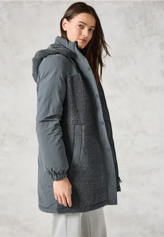Cecil Damen Lange Materialmix-Jacke in Grau, Gr: L