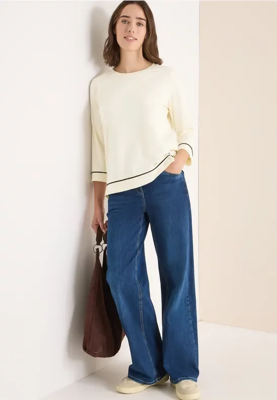 Cecil Damen Shirt mit Kontrastdetail in Weiß, Gr: S