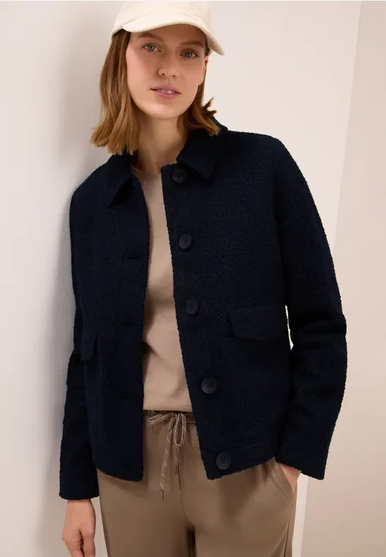 Thumbnail - Cecil Damen Jacke in Wolloptik in Blau, Gr: L