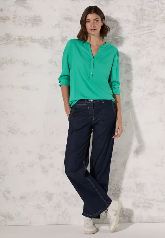 Thumbnail - Cecil Damen Bluse in Unifarbe in Grün, Gr: XXL