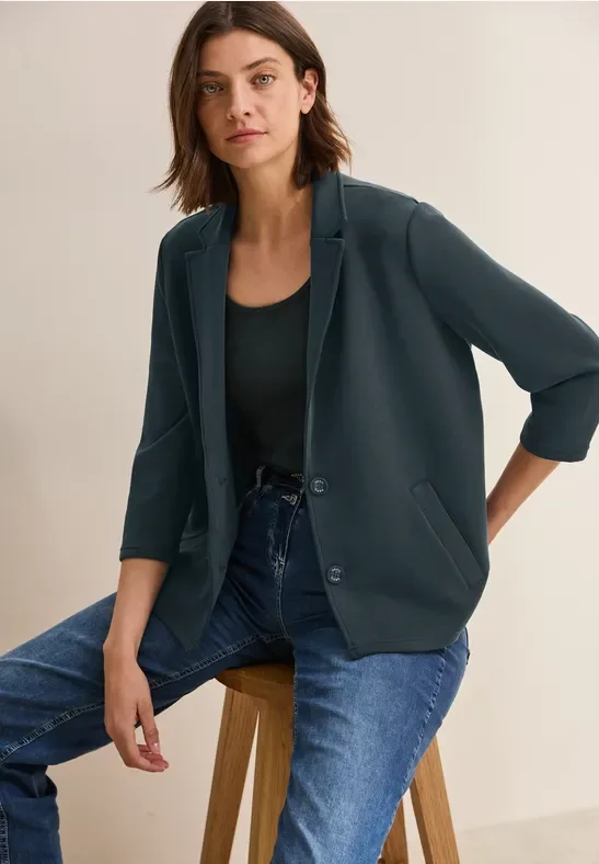 Cecil Damen Silk-Touch Blazer in Grün, Gr: XL