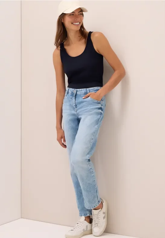 Cecil Damen Langes Basic Top in Blau, Gr: L