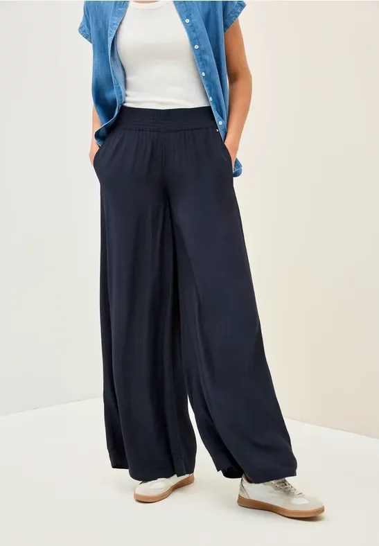 Thumbnail - Cecil Damen Wide Leg Crepe Hose in Blau, Gr: M