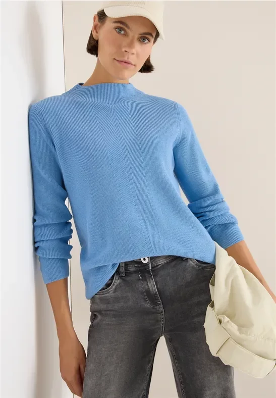 Cecil Damen Strukturmix Pullover in Blau, Gr: XXL