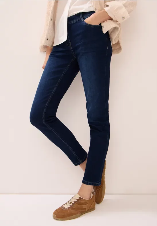 Cecil Damen Slim Fit Jeans in Blau, Gr: 38