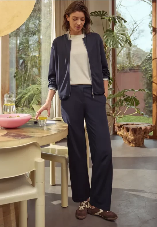 Cecil Damen Blouson aus Jersey mit Knontrastdetails in Blau, Gr: XL