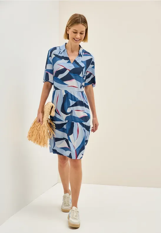 Thumbnail - Cecil Damen Kleid mit Volants in Blau, Gr: S