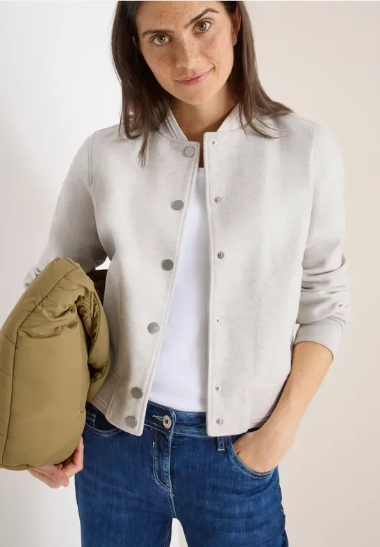 Thumbnail - Cecil Damen Blouson in Wolloptik in Grau, Gr: M