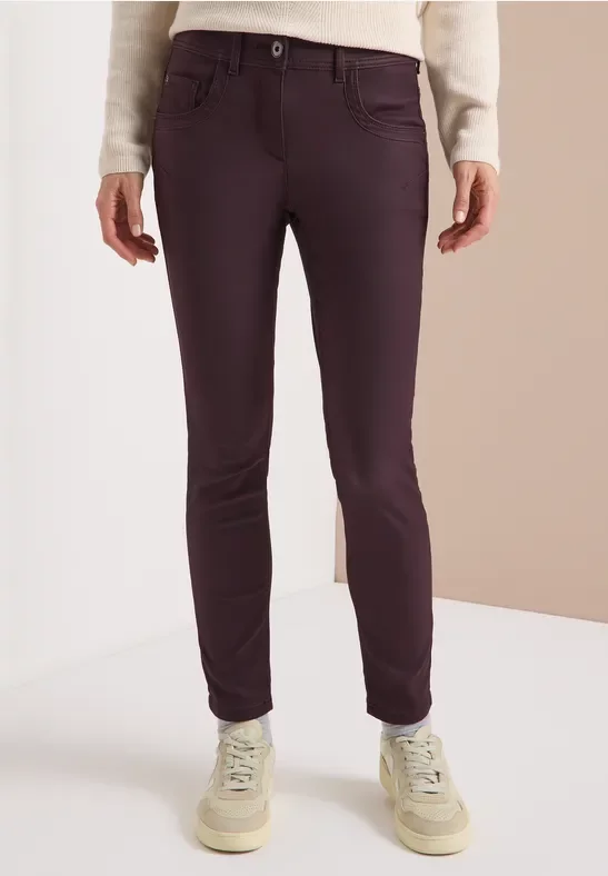 Thumbnail - Cecil Damen Hose im Leder-Look in Rot, Gr: 32