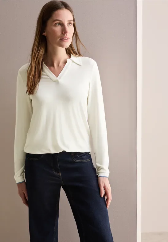 Thumbnail - Cecil Damen Shirt mit Hemdkragen in Weiß, Gr: L