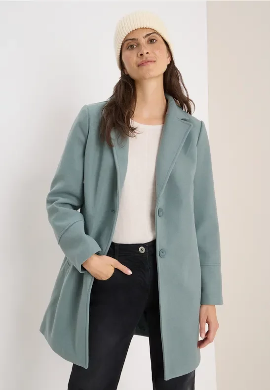 Cecil Damen Woll-Optik Revers-Mantel in Grün, Gr: L