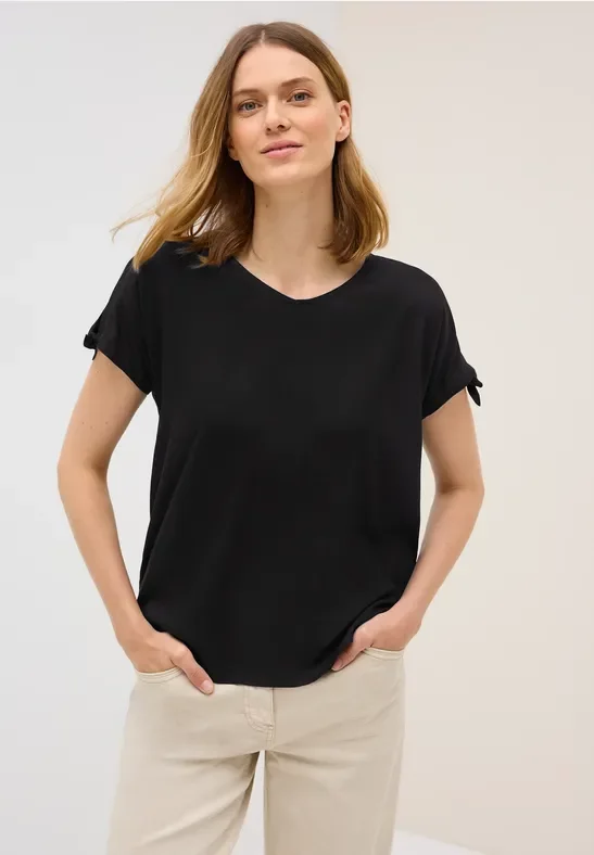 Thumbnail - Cecil Damen Blusenshirt mit Knoten in Schwarz, Gr: S