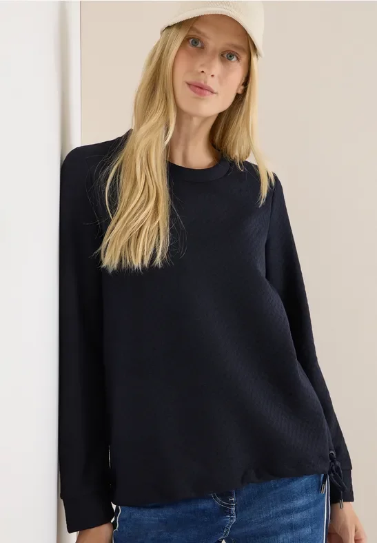 Cecil Damen Sweatshirt mit Struktur in Blau, Gr: M