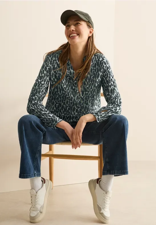 Thumbnail - Cecil Damen Bedruckte Bluse in Grün, Gr: XS