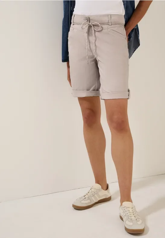 Cecil Damen Shorts mit Tunnelzug in Beige, Gr: 30