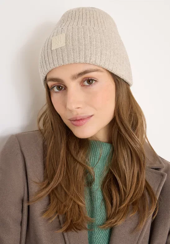 Cecil Damen Beanie in Unifarbe in Beige, Gr: One size