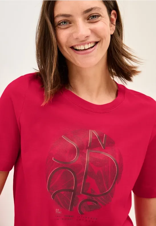 Cecil Damen T-Shirt mit Artwork in Rot, Gr: M