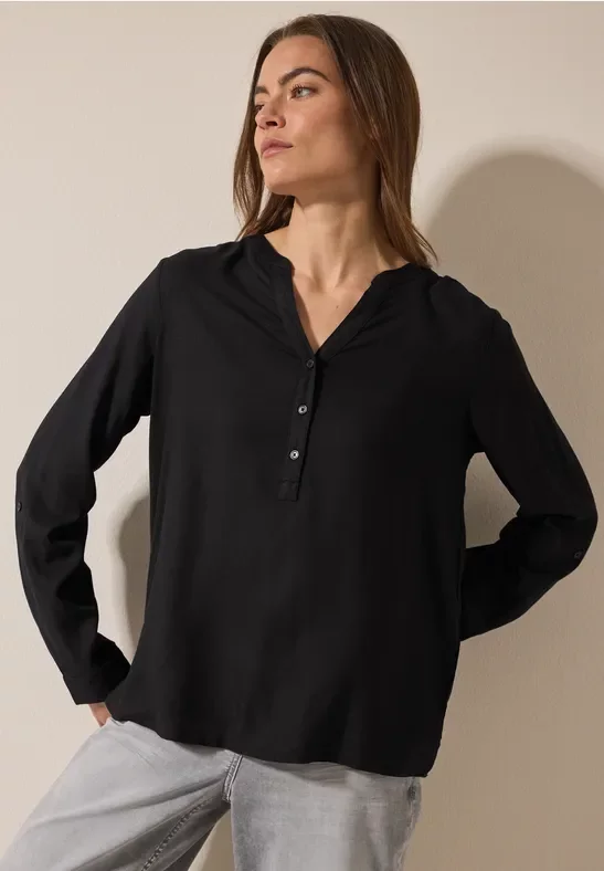 Cecil Damen Bluse in Unifarbe in Schwarz, Gr: XXL