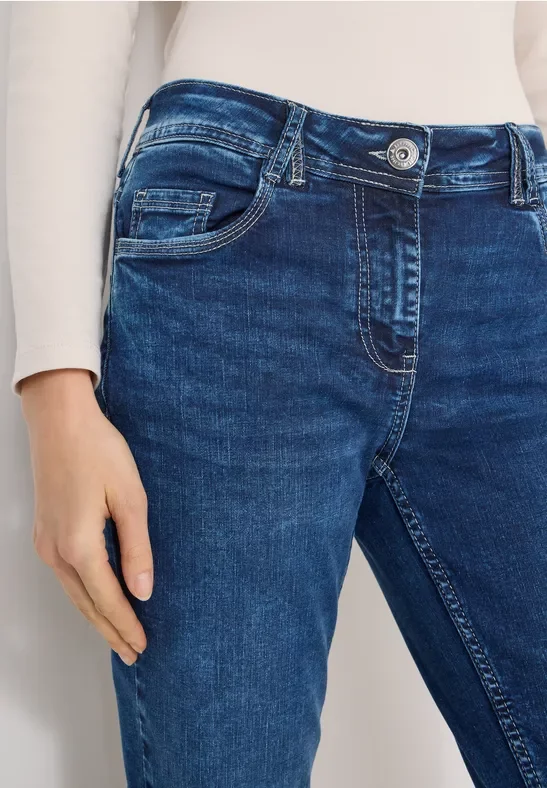 Cecil Damen Jeans im Slim Fit in Blau, Gr: 32