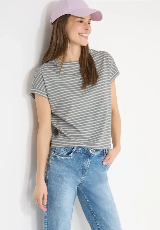 Cecil Damen Kurzarm T-Shirt mit elastischem Saum in Grün, Gr: XL