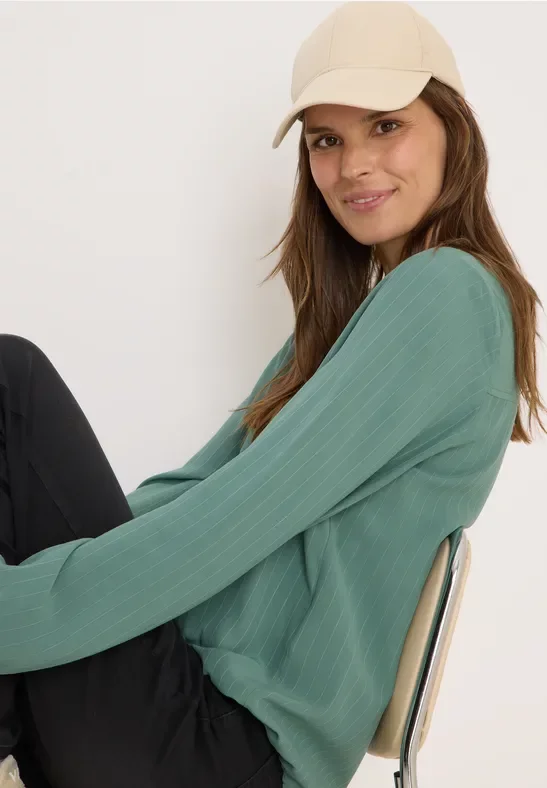 Cecil Damen Bluse mit Tunnelzug in Grün, Gr: 3XL