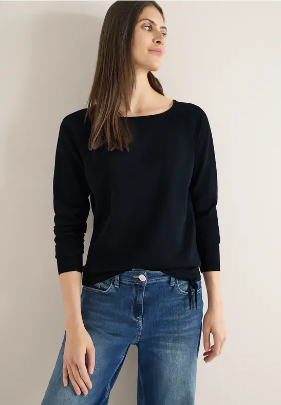 Cecil Damen Pullover mit Strukturdetail in Blau, Gr: 3XL