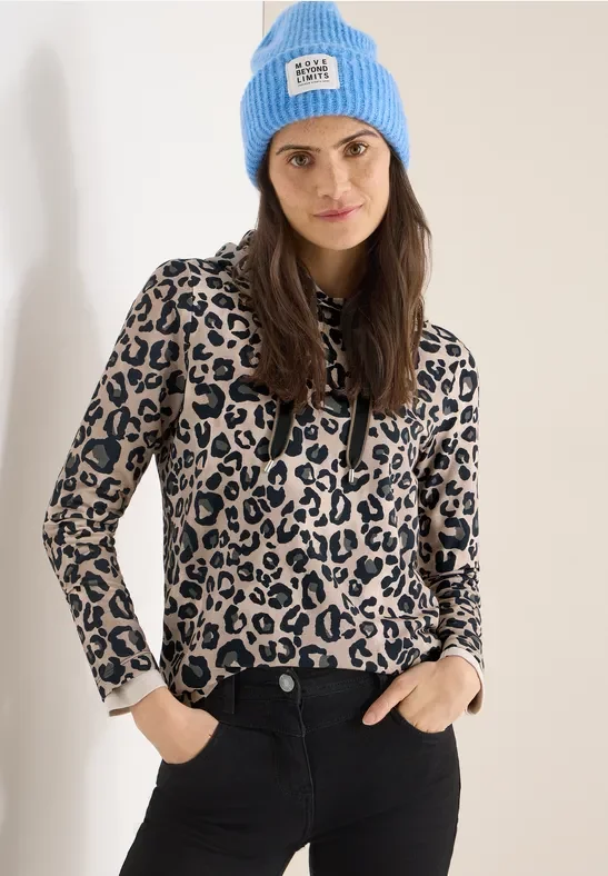 Cecil Damen Leo Kapuzenshirt in Beige, Gr: XXL