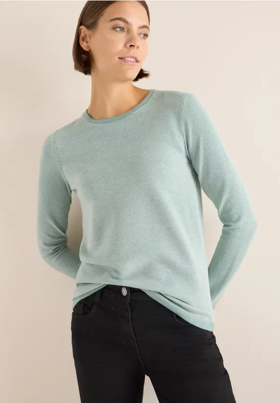 Cecil Damen Two-Tone Pullover in Grün, Gr: 3XL
