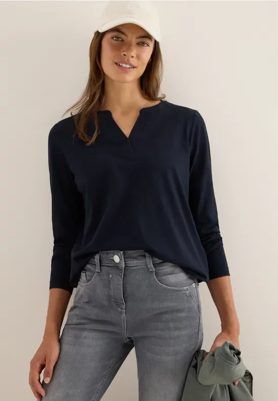 Thumbnail - Cecil Damen Shirt im Tunika-Look in Blau, Gr: S