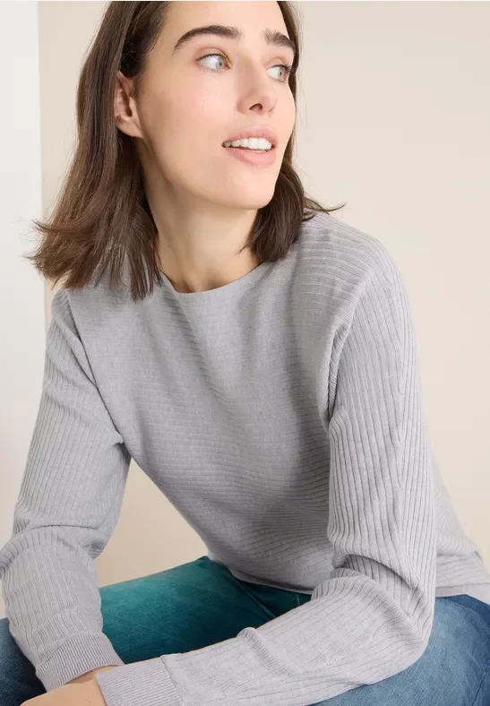 Cecil Damen Cosy Strukturmix Dolman in Grau, Gr: XS