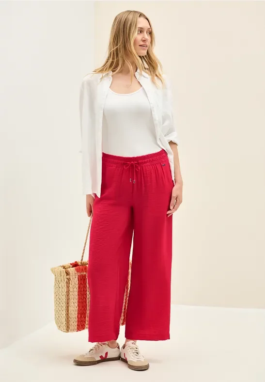 Thumbnail - Cecil Damen 7/8 Twill-Hose mit Struktur in Rot, Gr: S