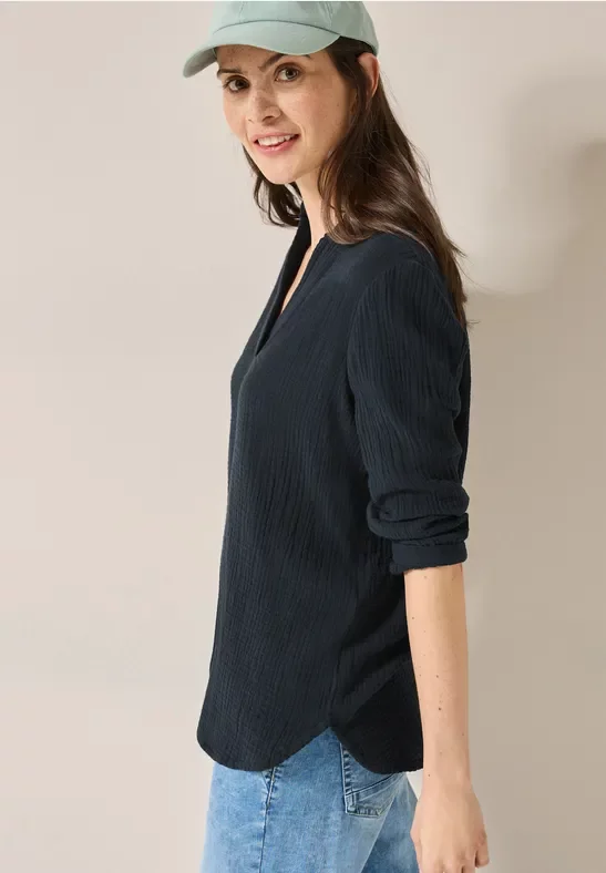 Cecil Damen Musselin Bluse in Blau, Gr: XS