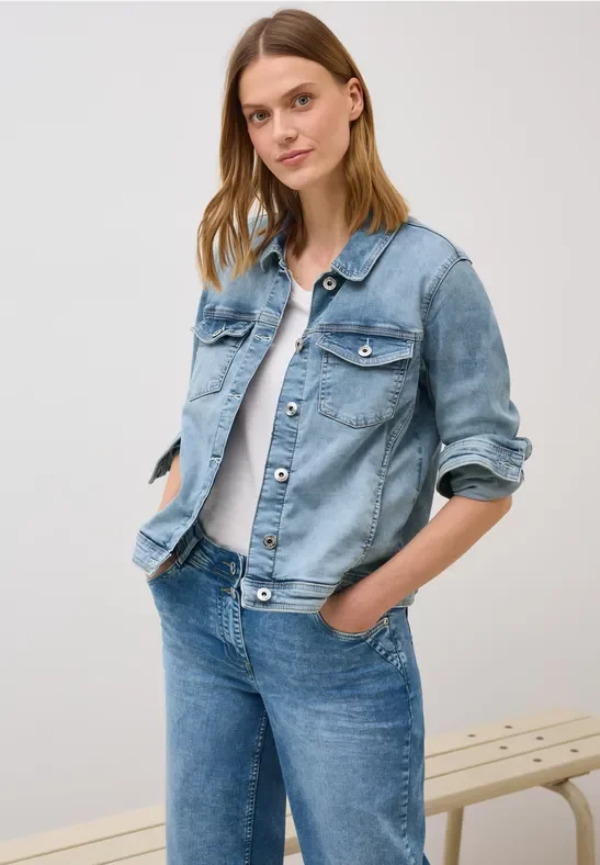 Thumbnail - Cecil Damen Jeansjacke mit Knopfleiste in Blau, Gr: XXL