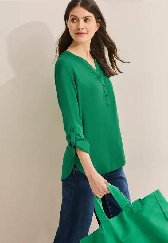 Thumbnail - Cecil Damen Bluse in Unifarbe in Grün, Gr: S