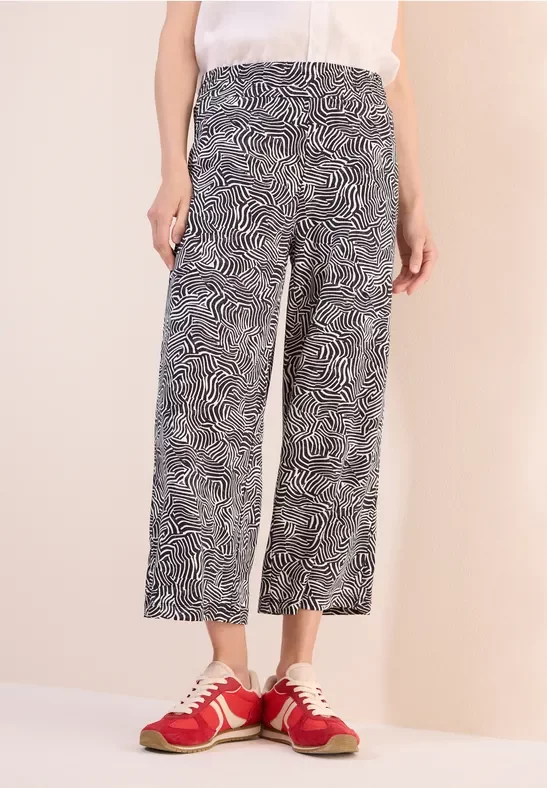 Thumbnail - Cecil Damen Gemusterte Wide Leg Hose in Grau, Gr: L
