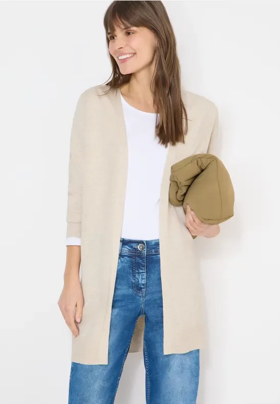 Cecil Damen Langer Basic Cardigan in Beige, Gr: 3XL