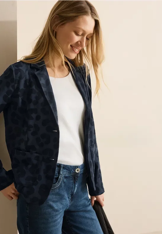 Cecil Damen Blazer mit Leo-Struktur in Blau, Gr: S