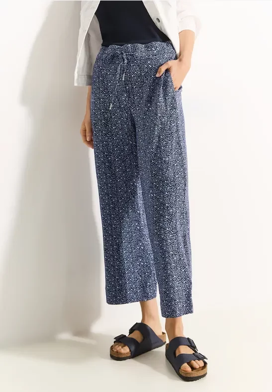 Cecil Damen Culotte Print Hose in Blau, Gr: XXL