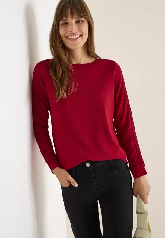 Thumbnail - Cecil Damen Shirt mit Gallonstreifen in Rot, Gr: M