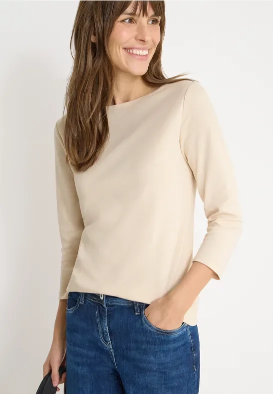 Thumbnail - Cecil Damen Basic U-Boot Shirt in Beige, Gr: M