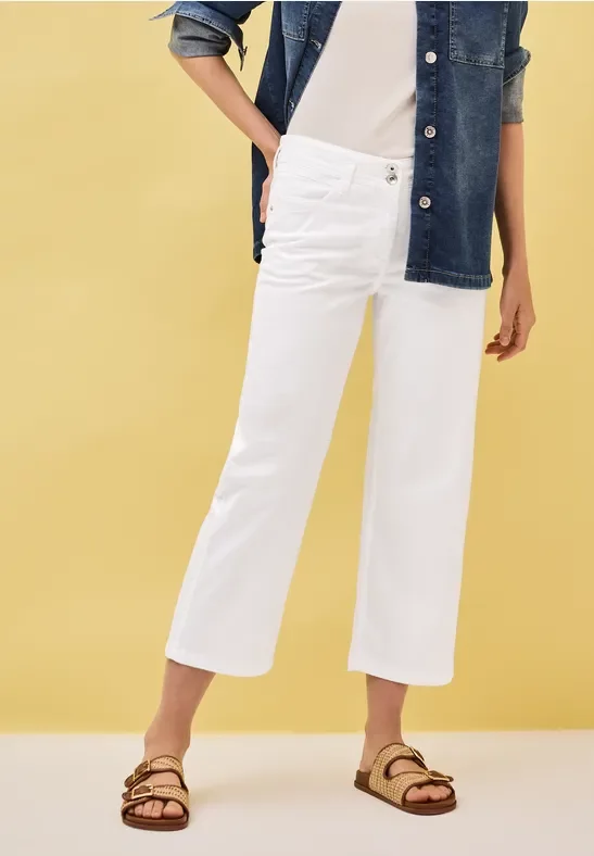 Cecil Damen 7/8 Wide Leg Hose in Weiß, Gr: 36