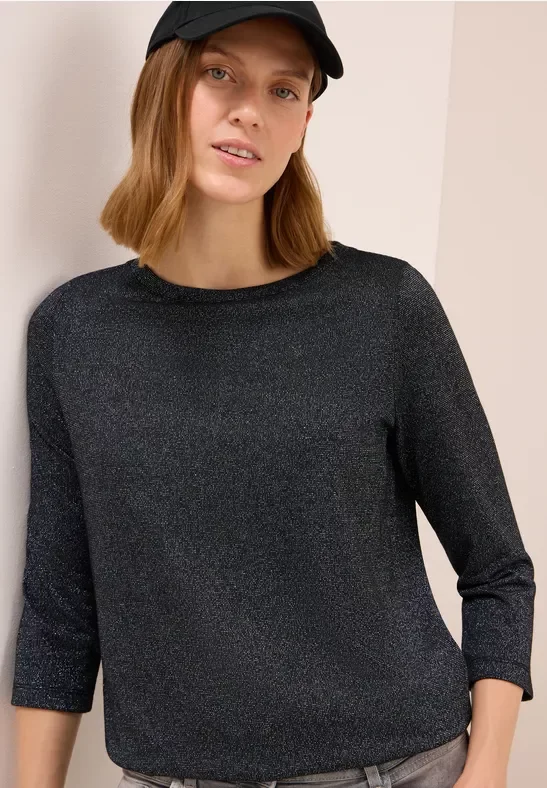 Cecil Damen Shirt mit Glitzerdetails in Schwarz, Gr: XL