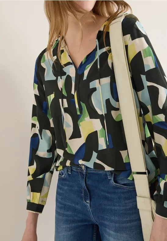 Thumbnail - Cecil Damen Gemusterte Bluse in Grün, Gr: XS