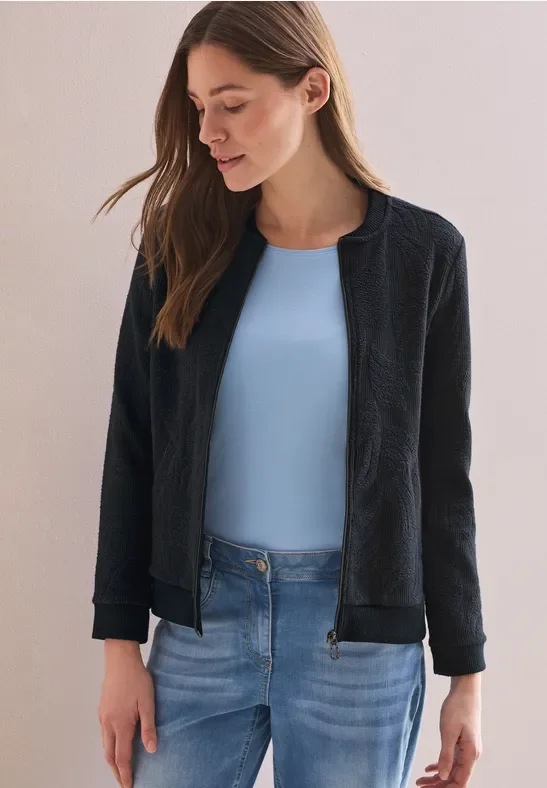 Cecil Damen Jacquard Jacke in Blau, Gr: XL