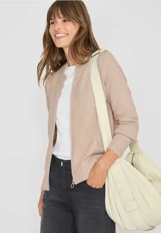 Cecil Damen Cardigan mit Zipper in Beige, Gr: L