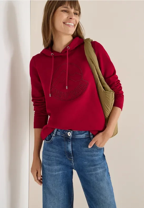 Thumbnail - Cecil Damen Kapuzenshirt mit Stickerei in Rot, Gr: L
