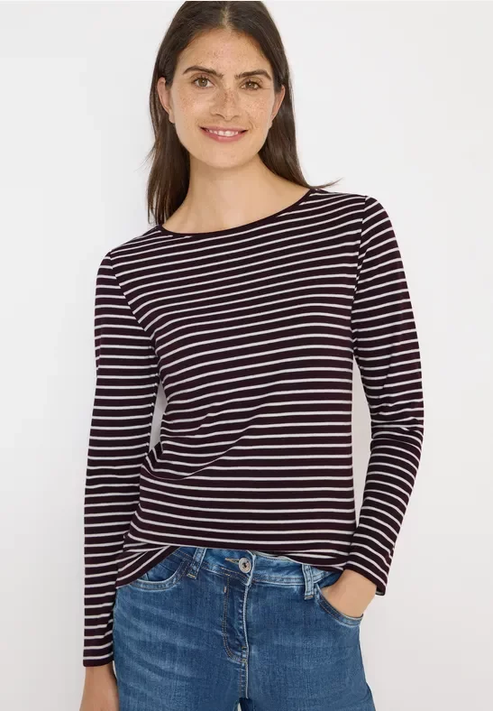 Cecil Damen Gestreiftes Shirt in Rot, Gr: 3XL