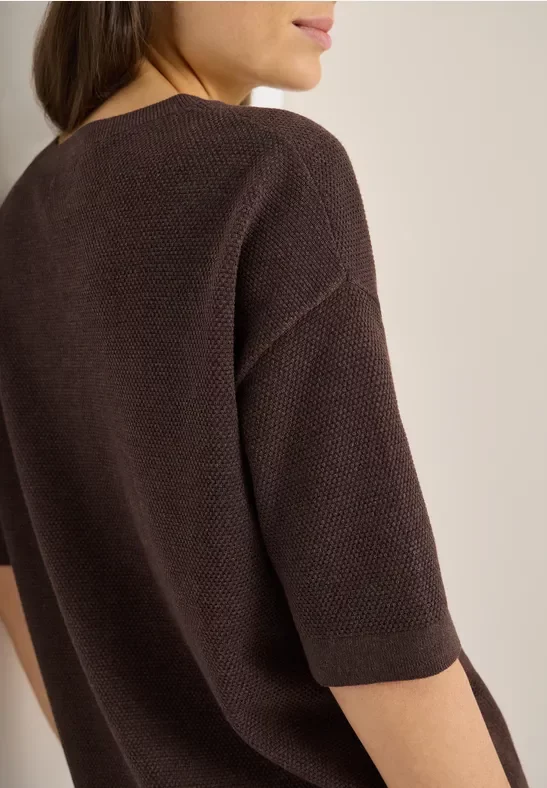 Cecil Damen Kurzarm Pullover mit Struktur in Braun, Gr: L
