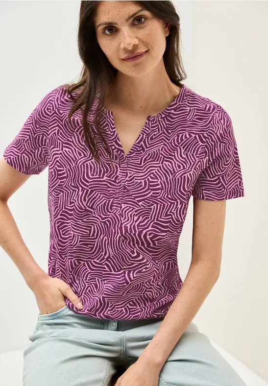 Cecil Damen Print-Shirt im Tunika-Look in Rosa, Gr: XXL